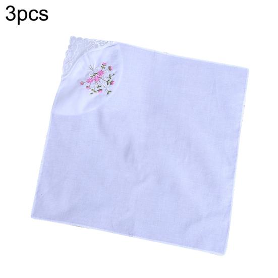 Talos 3Pcs Mouchoir Carré Fleur Brodée Poche Dentelle Serviette en Coton Serviette