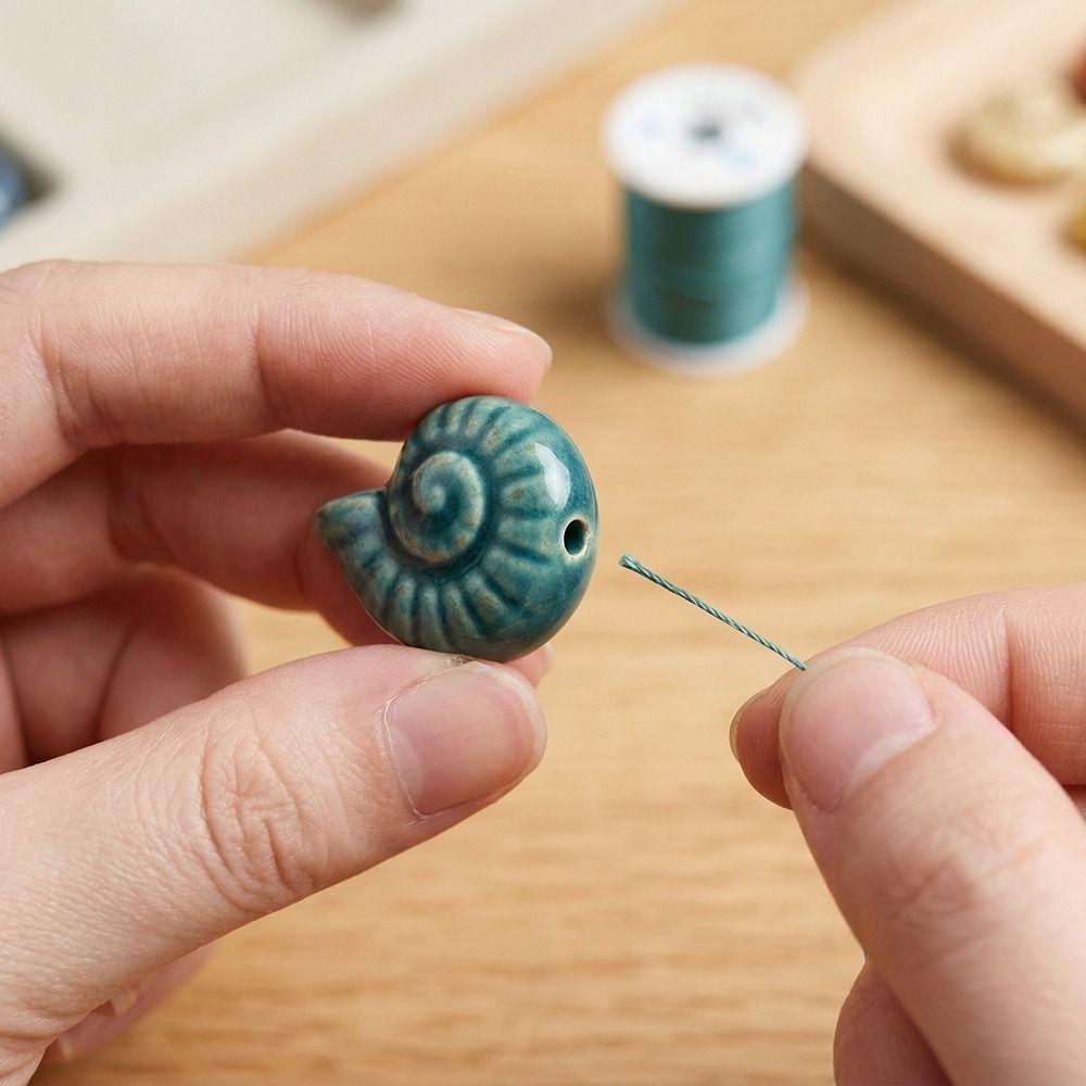 Glazed Snail Ceramic Beads Retro DIY Jewelry Making Pendant Conch Spacer Porcelain Beads Craft