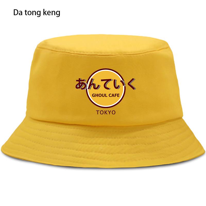 Tokyo Ghoul Japão Anime Engraçado Bucket Cap Casual Engraçado Chapéu de Sol Harajuku Algodão Bucket Hat Unissex Outdoor Protetor Solar Fishermans Hat