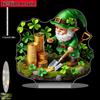  1pc Clover Green Gnome Creative Desktop Decoration, Acrylic Printed One-Piece L-Shaped Design, Suitable for Home, Farmhouse, Living Room, Bedroom 