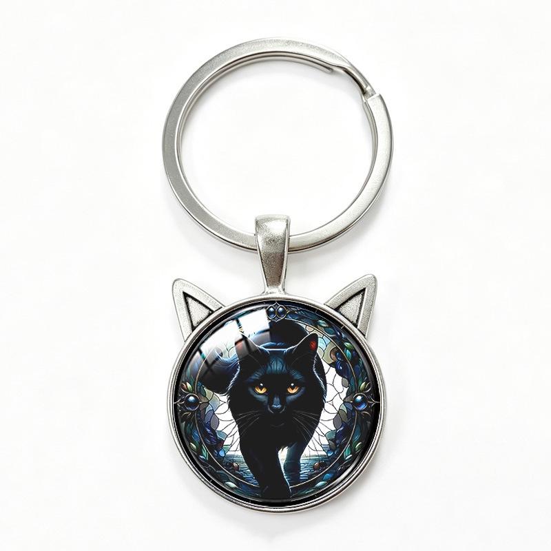 Yin Yang Double Cat Ear Gem Keychain - Trendy Unisex Alloy Accessory