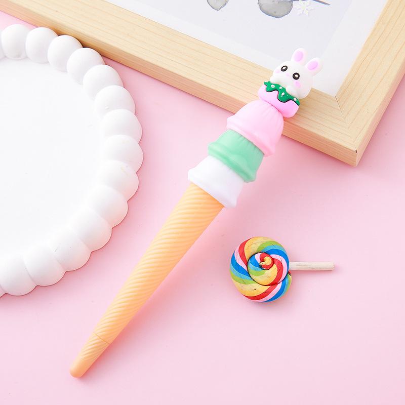 Back To School Season 10pcs 0.5mm Cute Pet Ice Cream Styling Neutral Pen Cute Stationery Cone Pen Writing Tools Prize Gift Signing Pen