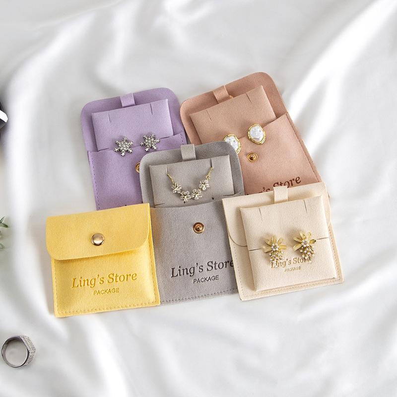 Jewelry Pouch Packaging Bag Snap Bag 8X8Cm With 6X6Cm Cards Soft Velvet Gift Necklace Earrings Rings Storage Bag