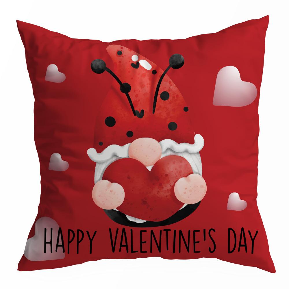 Valentine's Day Pillowcase, Peach Skin Velvet Heart Print Home Fabric Sofa Pillow, Car Waist and Back Cushion Cover