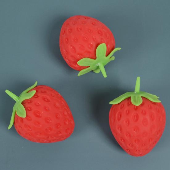 1/2/3/4Pcs Red Strawberry Stress Ball Realistic Mini Strawberry Squeeze Fidget Toy Stretchy TPR