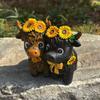 Resin Highland Cow Figurines Spring Sunflower Calf Lovers Gifts Scottish Cow Statue  Garden Decor