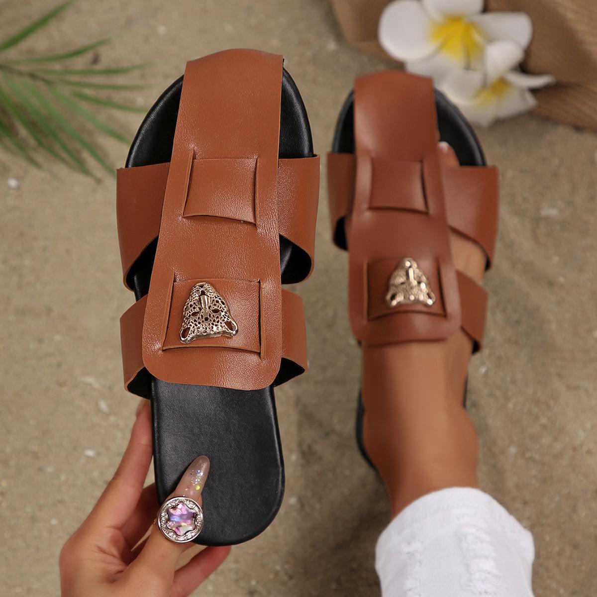 New Style Shoes - Flat-bottomed Women s Large-size Casual Beach Flip-flops 36
