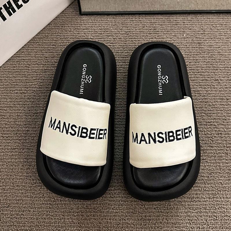 

Красивые крутые шлепанцы на толстой подошве, увеличивающие рост, для женской летней уличной носки, с передовым чувством 2025, супергорячие новые модели для выхода в свет с юбками 40 бежевый