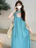 Bright color dopamine Thai summer neck sling dress women's seaside vacation Xinjiang travel wear long dress