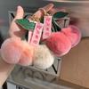Keychain Key Fob Bag Pendant Fluffy Cherry Keyring Bag Hanging Leaf Artificial Rabbit Fur Ball Key Holder Plush Bag Accessories