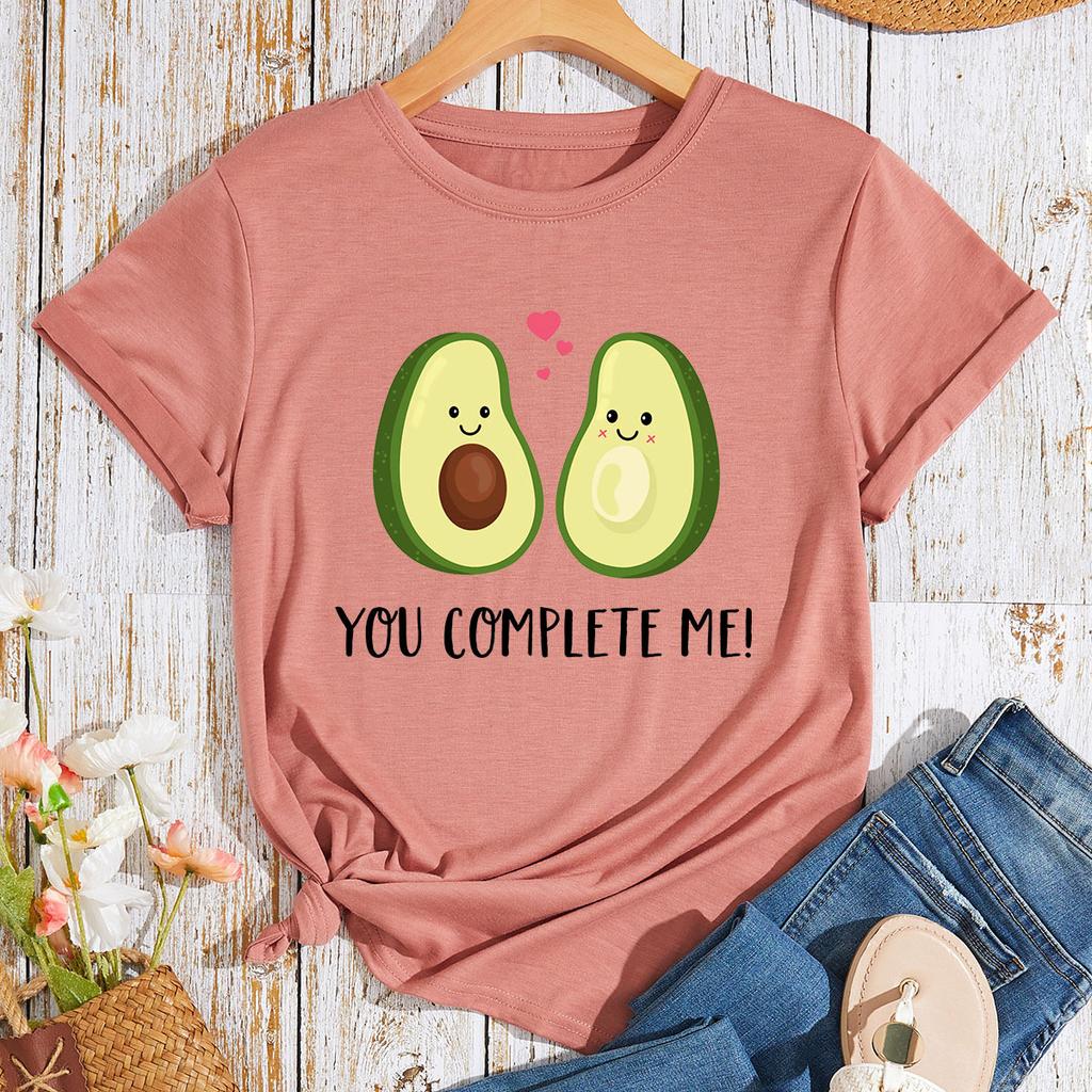 T-shirt en coton à manches courtes et col rond pour femmes, hauts imprimés en 2D