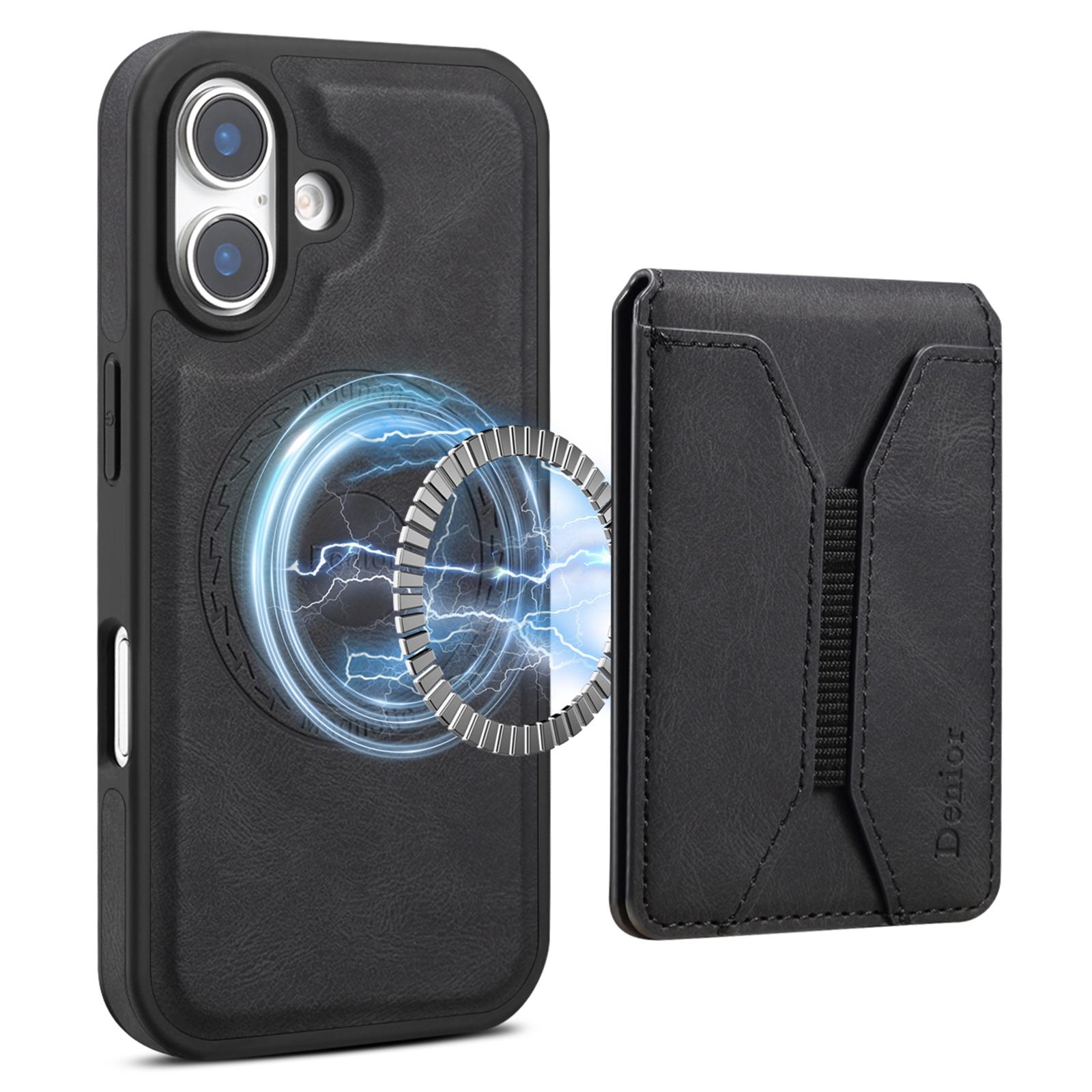 

DENIOR D17 For iPhone 16 Plus Case Compatible with MagSafe Card Bag Phone Cover Black