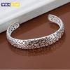 925 Sterling Silver Open Bangle Bracelet for Women Lady Girl Cute Favorite Gift Retro Charm Exquisite Circular Fashion Jewelry