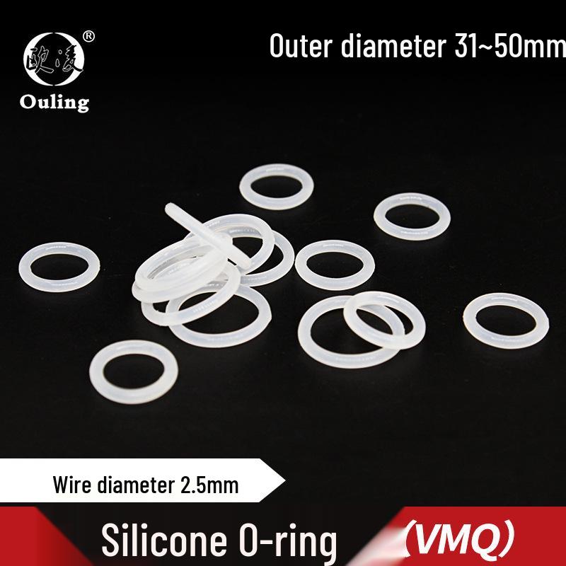 White Silicone O-Ring, OD Options: 31 to 50mm, Thickness: 2.5mm 31*2.5mm (5pcs) White Silicone O-Rings