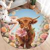 Cuteflowersanimals Round Area Rug,Carpet Rug for Living Room Bedroom Sofa Playroom Decor,Non Slip Floor Mat