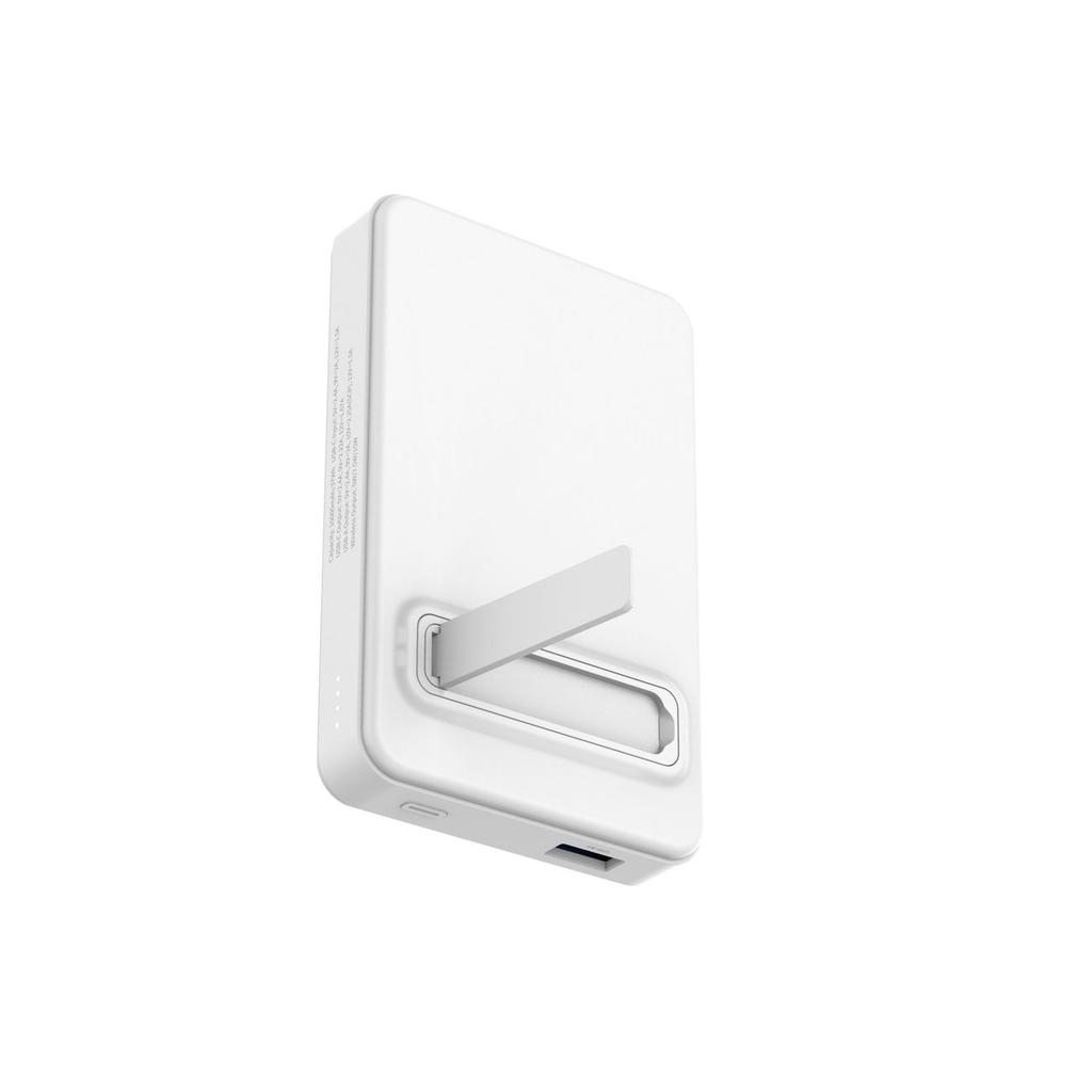 Qi2 10000mAh Magnetic Power Bank with USB-A USB-C 22.5W PD Stand - White
