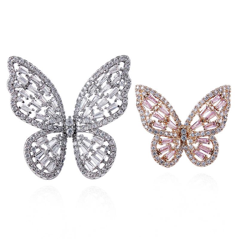 Elegant Zirconia-Inlaid Crystal Butterfly Brooch for Women - High-End Lapel Pin & Fashion Accessory