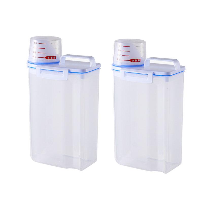 2kg Large Capacity Dog Cat Food Bucket with Measuring Cup Container Moisture-proof Sealed Can Pet Supplies Accessories Dog Bowls