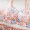 Sexy Transparentes Besticktes Blumen-Dessous-Set - 5 Teile, Hüftbetonend, Figurformend