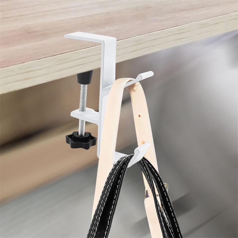 Aluminium Alloy Clamp-On Desk Mount Bag Holder Hook Headphone Hanger Rack for Table Desk Under Counter