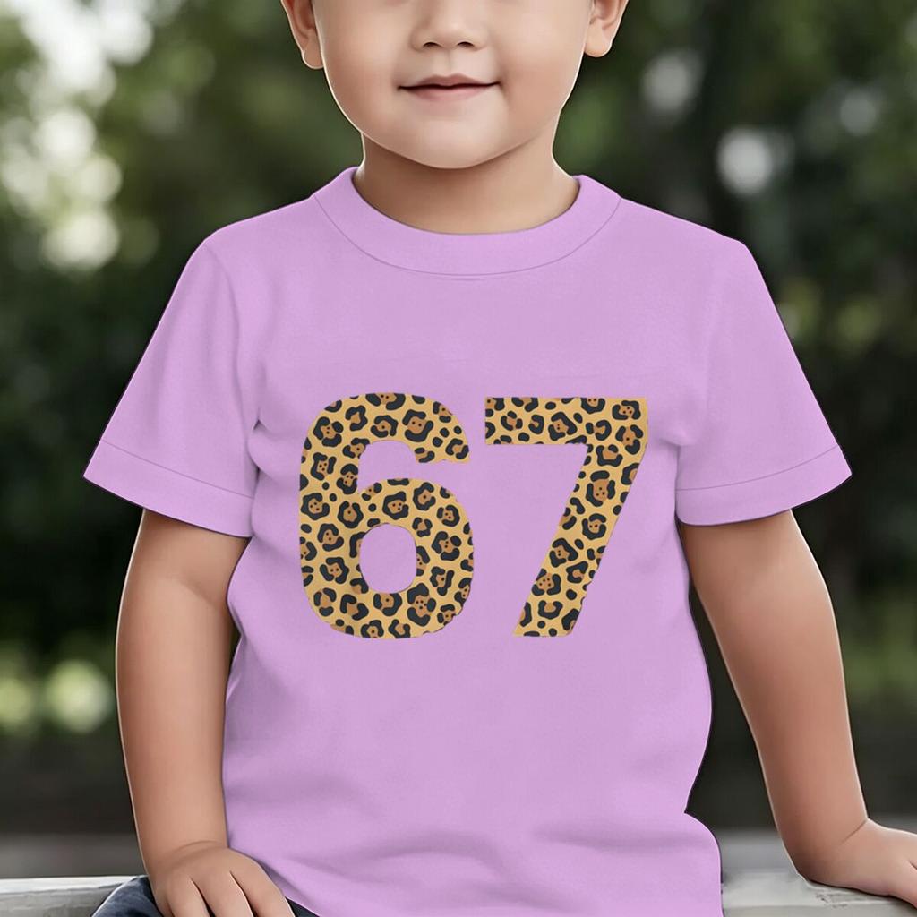 6 7 Six Seven Leopard Creative Print Tshirt Soft Breathable for Daily Outdoor Casual Wear Funny Gift Cotton Tee Girl Clothing