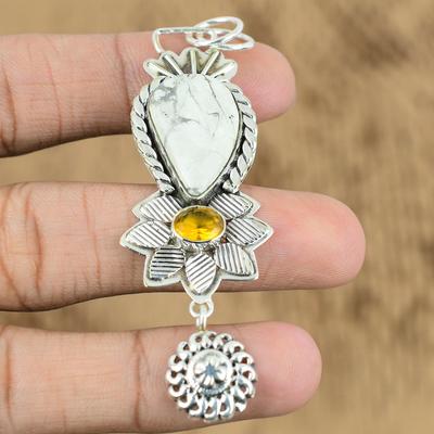 Natürlicher Howlith Edelstein Indischer Schmuck 925 Sterlingsilber Anhänger Für Frauen