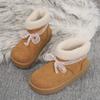 Fashion Platform Snow Boots Women's Fashion Round Toe Suede Beaded Bow Plus Wool Warm Sleeve Non-Slip Shorthole Boots