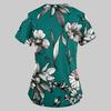 Modische bedruckte Damen-Arbeitsuniform mit Taschen-T-Shirt, kurzärmeliges Oberteil