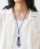 Knd Turquoise & Leather Cord Bead Necklace Black