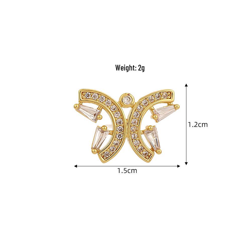 

Elegant Butterfly Zircon Earrings: Luxurious, Exquisite, and Unique Fairy-Tale Style Jewelry 1.5*1.2 cm золотой