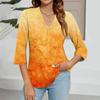 Women's Casual V-neck Gradient Print Three-quarter Sleeve Fashion Top