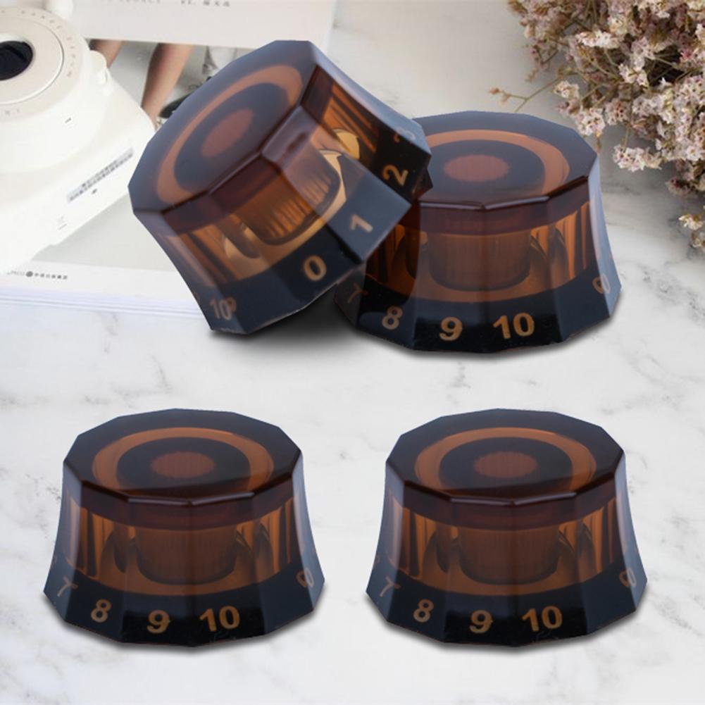 4 ks knoflíků pro elektrickou kytaru, díly pro kytarové hudební nástroje, náhradní otočné knoflíky pro kytaru, knoflíky ve stylu stínidla pro kytaru