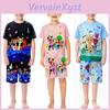 Ensemble de pyjama d'été en coton Sprunki Kids avec dessin animé pour enfants de plus de 8 ans