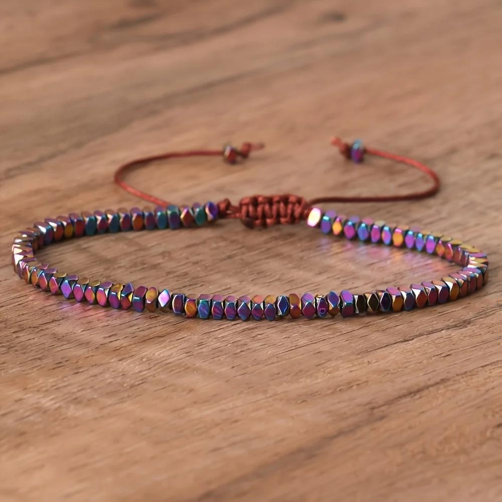 

Bohemian Style Hematite Bracelet with Stone-Versatile Fashion Accessory-Beautiful Accessory Bracelet-Perfect Gift for Friends різнокольоровий