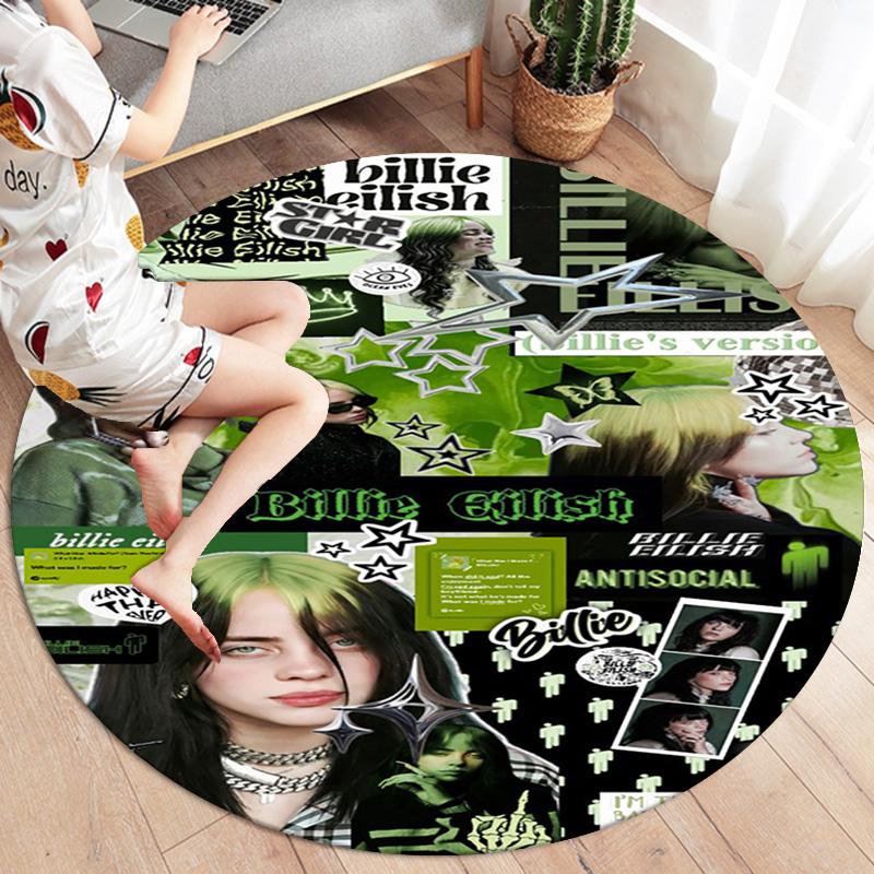 Billie Eilish Round Area Rug,Carpet Rug for Living Room Bedroom Sofa Playroom Decor,Non-slip Floor Mat