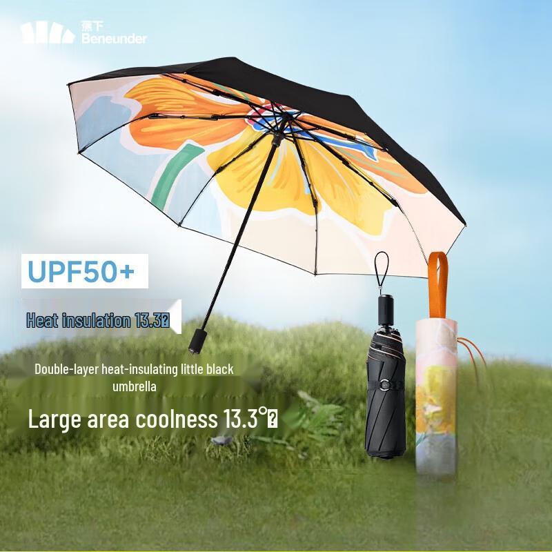 Beneunder UV Protection Floral Triple-Fold Umbrella