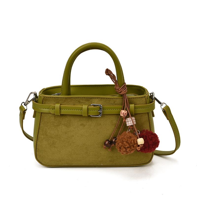 Vintage matte suede portable bucket bag women's bag 2025 new fashion high-end commuter bag shoulder messenger bag