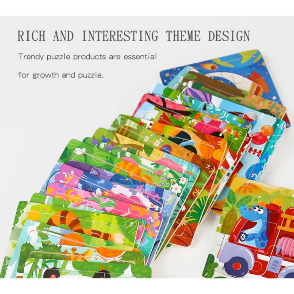 9-Piece Wooden Children'S Jigsaw Puzzle Toy For Early Childhood Education Cartoon Animal Transportation Cognitive Puzzle