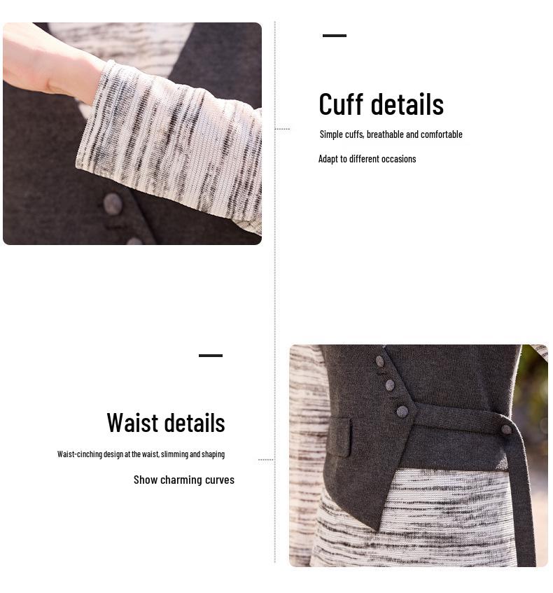 2025 Spring Elegant Long Sleeve Shirt, Vest, and Long Dress Three-Piece Set - SX3095