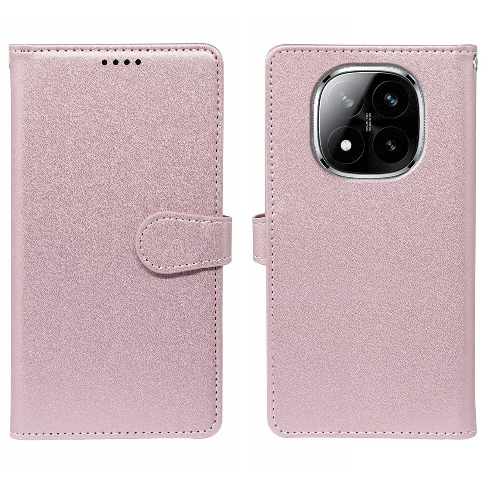 

For Xiaomi Redmi Note 14 Pro+ 5G Case with 9 Card Slots PU Leather Stand Phone Cover Rose Gold