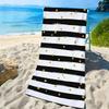 2D Flat - 1pc Black and White Striped with Golden Dots Beach Towel | Soft, Skin-Friendly, Non-Shedding, Easy to Clean, Durable