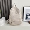 Schoolbag Lightweight Japanese School Bag Female Solid Color Anti-splashing Multi-pocket Computer Commuting Backpack College Students Class Travel 