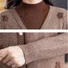 Women's Semi-turtleneck Sweater Autumn Winter Thickened Printed Color-block Knit Sweater Loose Jacquard Pullover Knit Top Outwear