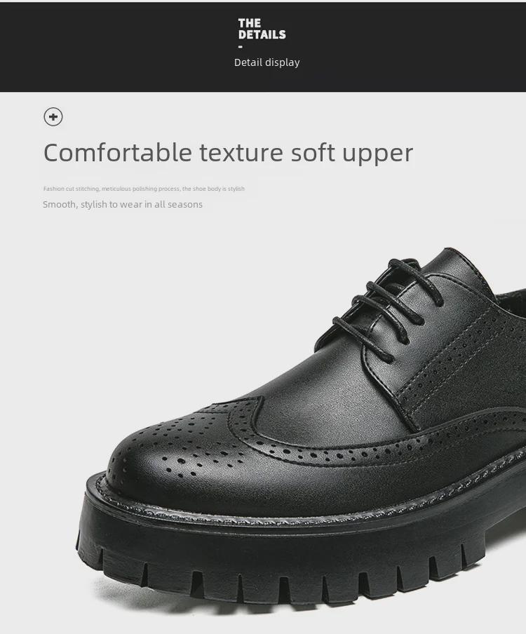 Chaussures richelieu en cuir à semelle épaisse pour adolescents – Chaussures basses à lacets, décontractées et tendance pour l'automne/hiver