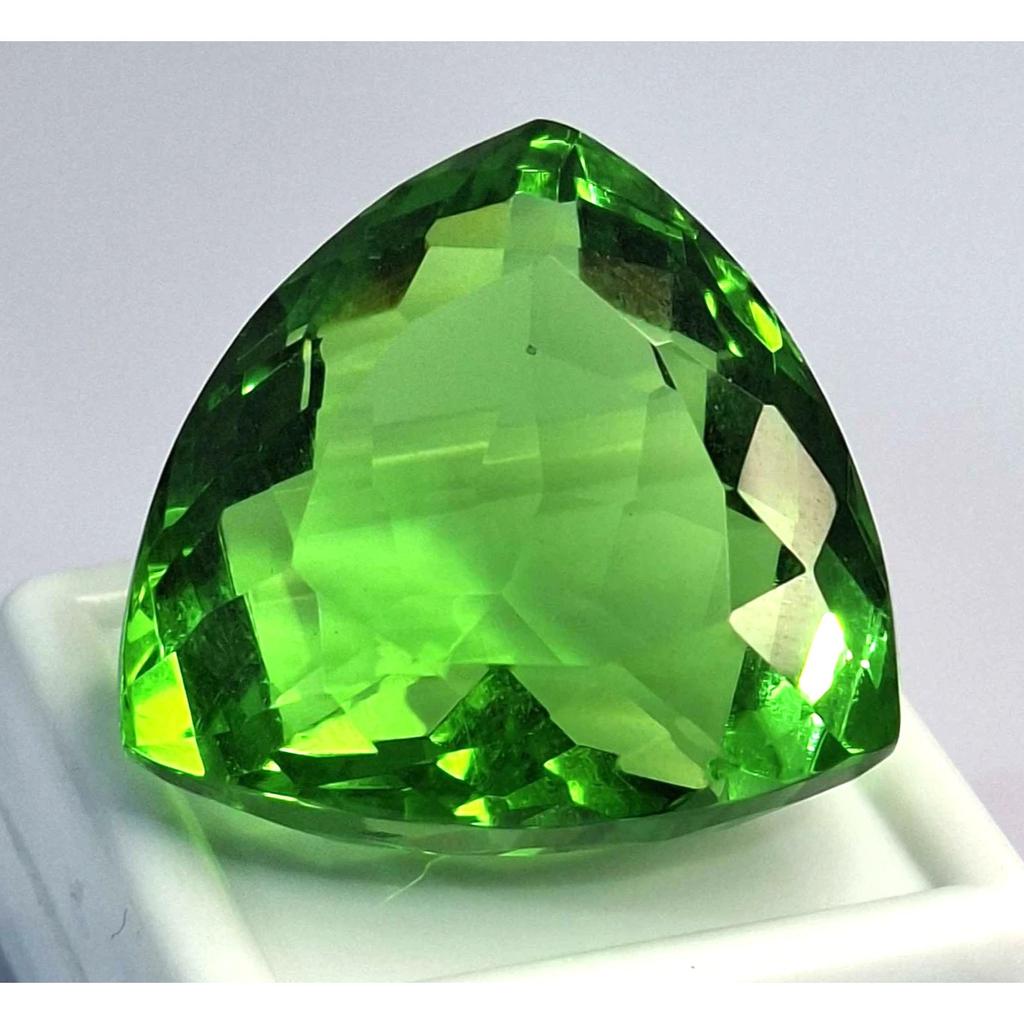 62-64 Ct Lab Created Green Topaz Trillion Cut Stunning Certified Loose Gemstone