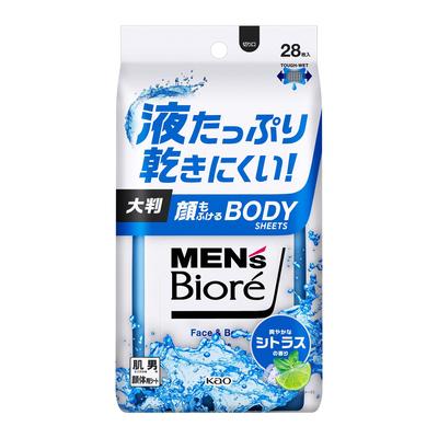Kao Biore Tělové prostěradlo, které dopřeje vaší tváři Osvěžující citrusová vůně 259 ml Deodorant prostěradlo pro muže Pánské (28 listů)