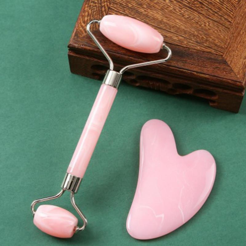 Neu 2 Stück Gua Sha Gesichtsstein Gesichtsmassagerolle Hautpflege-Werkzeuge Gousha Stein für das Gesicht Roller Gouache Schaber