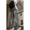 Hong Kong style American street fashion summer new jeans hip hop ins high street trend ruffian handsome trousers retro