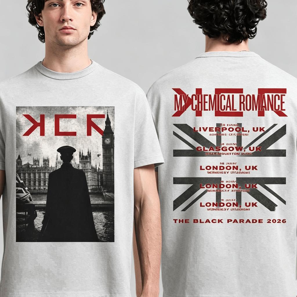 My Chemical RoUnisexce The Black Parade Tour UK New Unisex T Shirt Cotton Unisexs Womens Popula Comfortable Casual