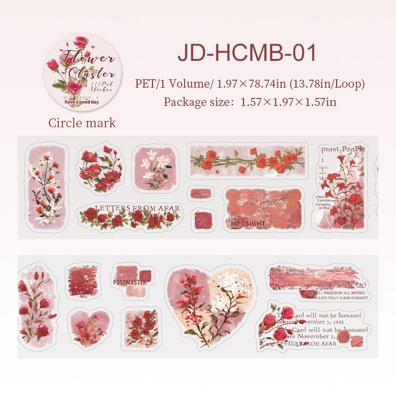50mm*200cm Flower Cluster Series Vintage Plant Floral Landscape PET Tape Creative DIY Journal Material Collage Stationery